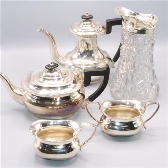 4-pce plated tea set & a jug